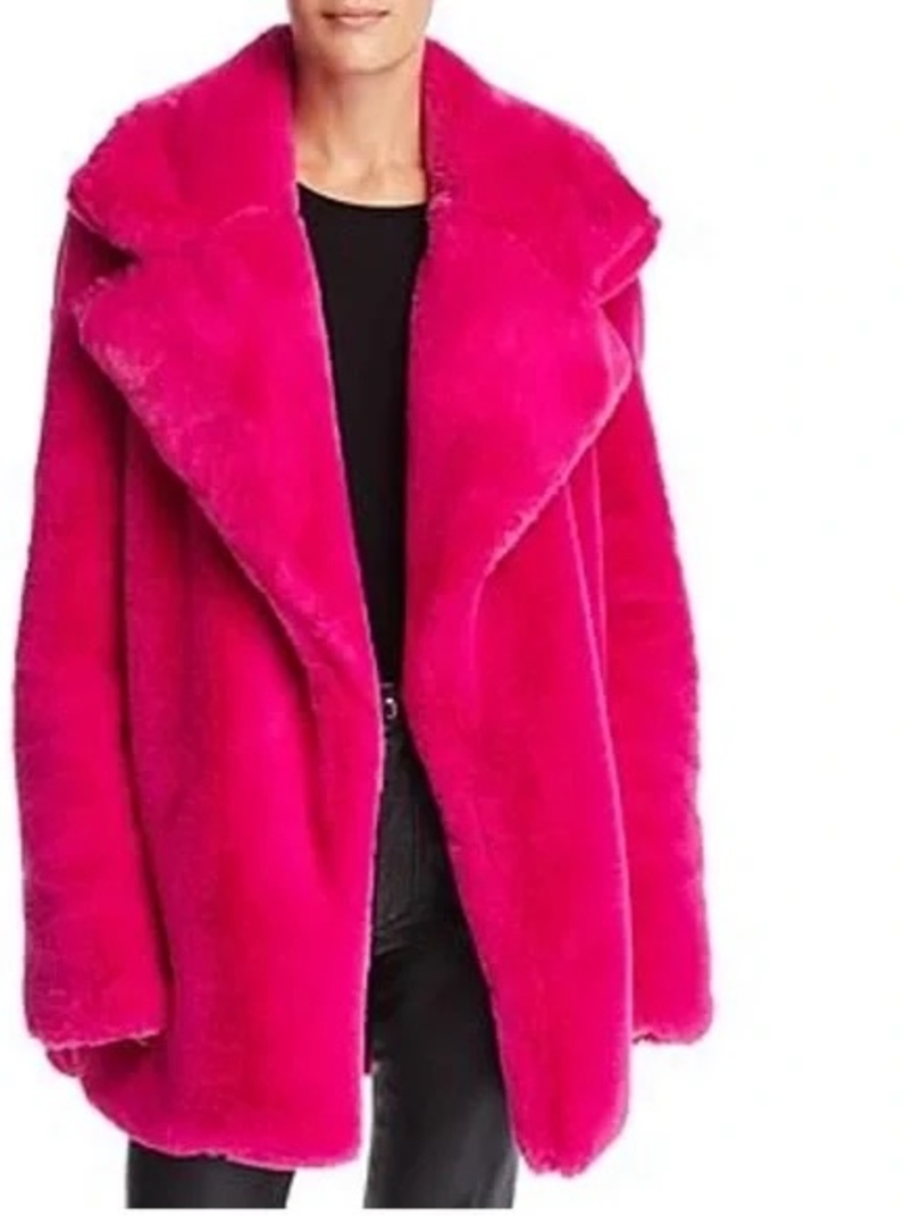 Milly Plush Teddy Coat in Hot Pink